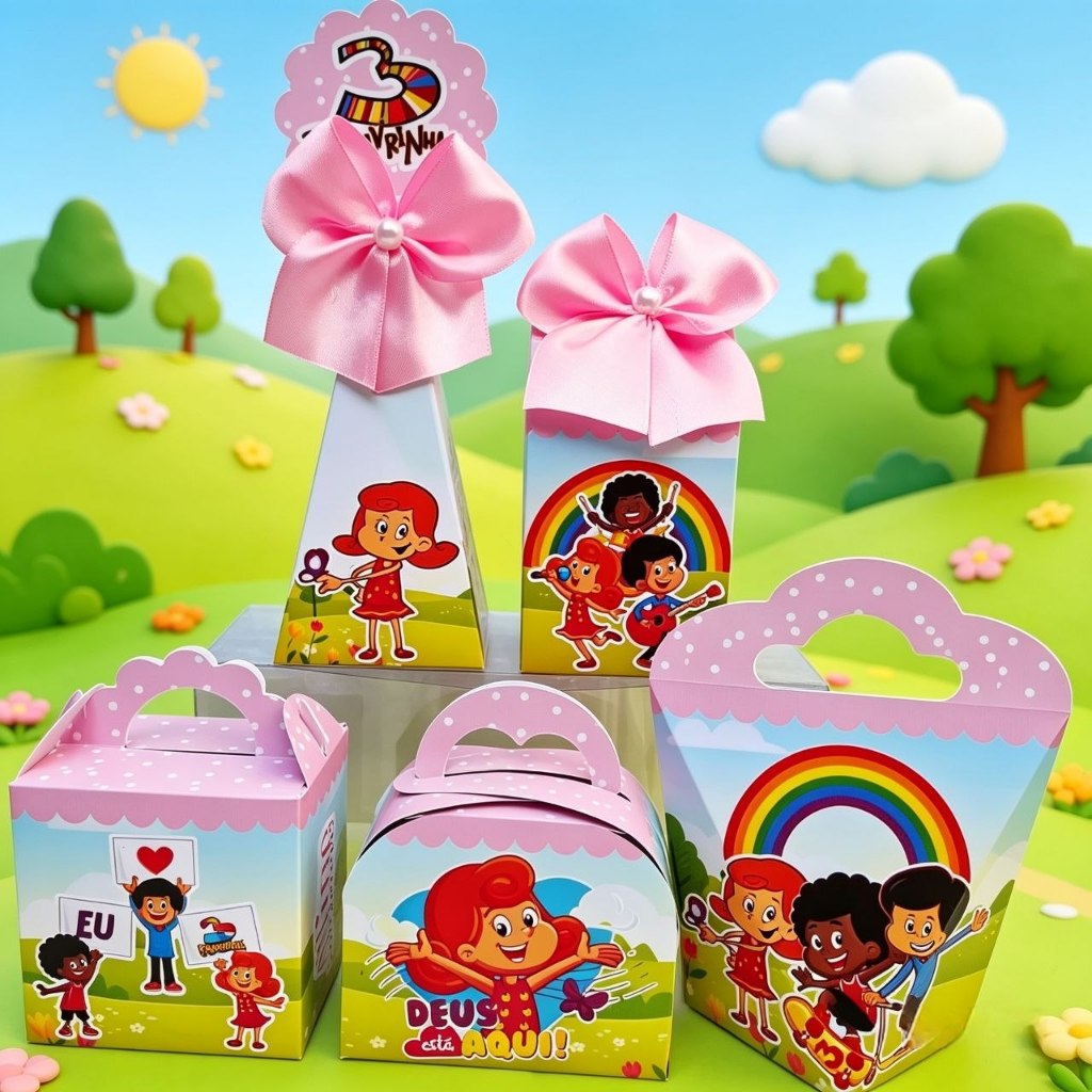 Kit Personalizados 3 PALAVRINHAS ROSA MENINA Pegue e Monte Caixinhas Lembrancinhas Festa Infantil Aniversário