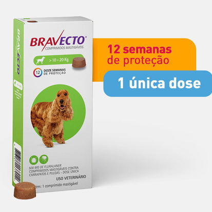 Antipulgas E Carrapatos Bravecto 1 Comprimido Cães 10 A 20kg