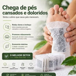 Adesivo Detox Para os Pés Kit 10 a 50 Foot Patch Natural Relaxamento Bem Estar Uso Noturno Pés Cansa
