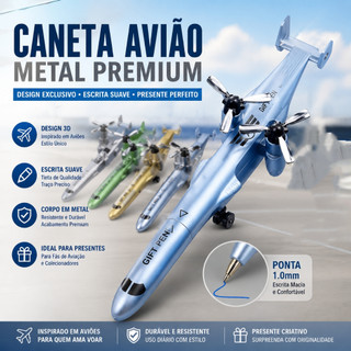 Caneta Avião Brinquedo Criativo Presente Original para Colecionar Criança Escolar