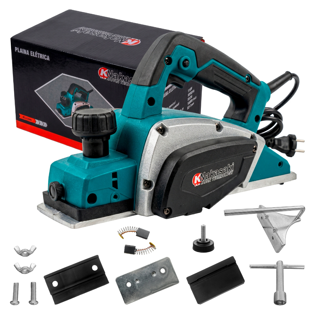 Plaina Elétrica 900W Profissional 16000RPPM Lâmina Dupla 82cm Alta Precisão Industrial Manual