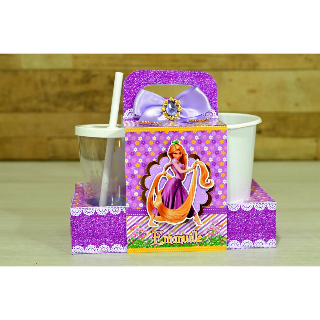 Caixa Cinema Rapunzel Personalizada Luxo | Lembrancinha Festa Infantil | Caixa Surpresa Personalizada