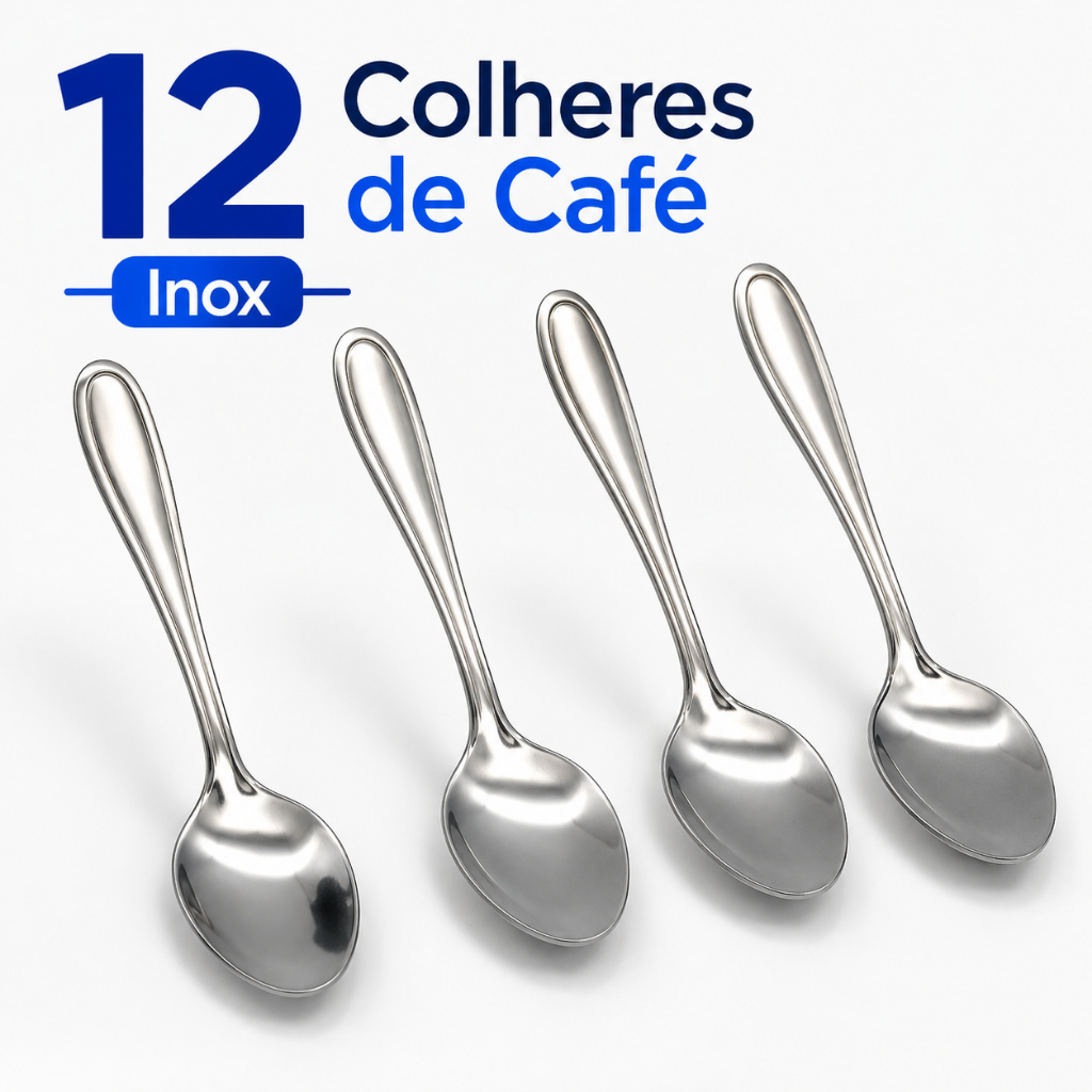 Kit 12 Peças Colher de Café 10cm Inox P/ Cozinha, Restaurante, Bares, Pizzaria, Presentes.