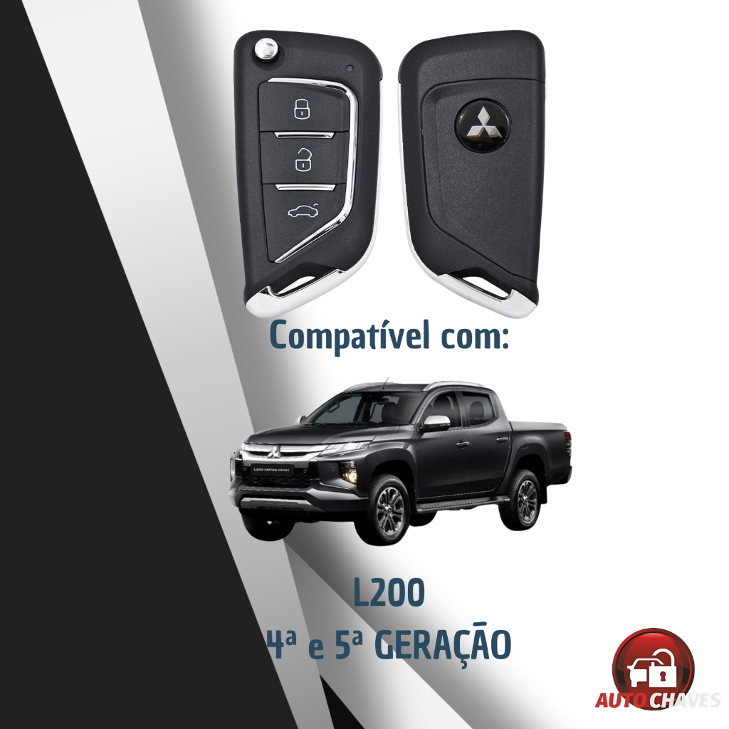 Chave Canivete Mitsubishi L200 Triton Hpe Alarme Original 2009 a 2016 completa pronta para codificar