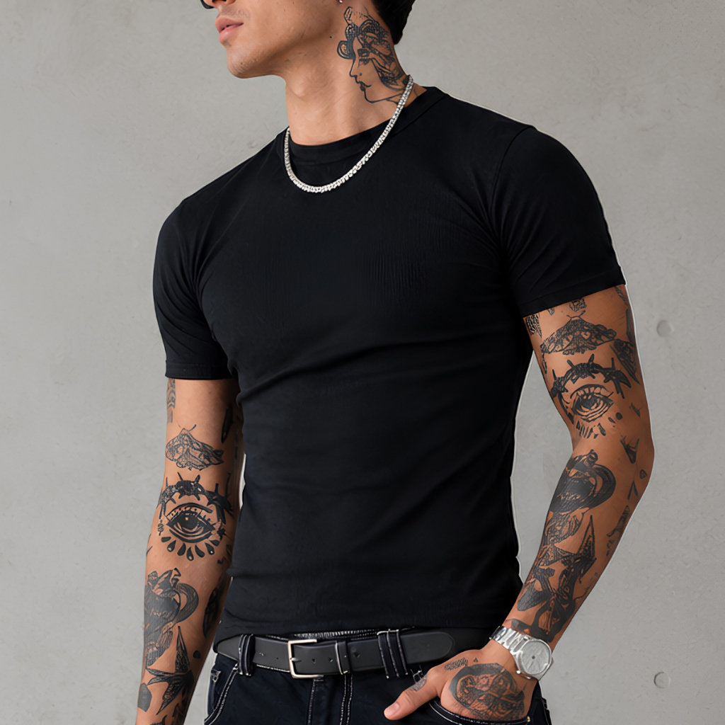 Camiseta Americana Masculina Canelada Basica Blusa Masculina Slim Justa