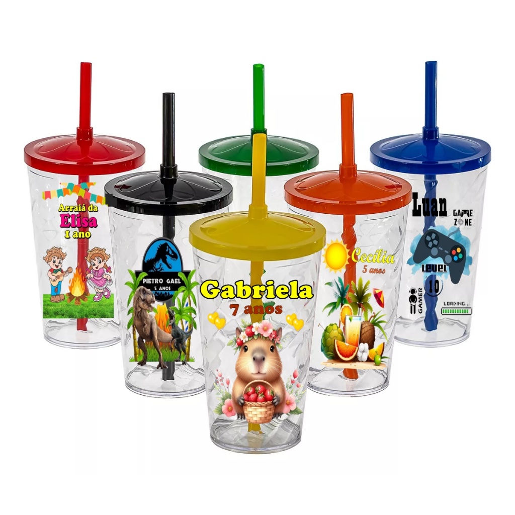 30 Copos Twister Shake Personalizado 400ml C/Tampa e Canudo Lembrancinha Princesas Disney — imagem 2 de 2