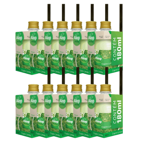 12 Difusor de ambiente Cheirinho 180ml Alop Capim Limão