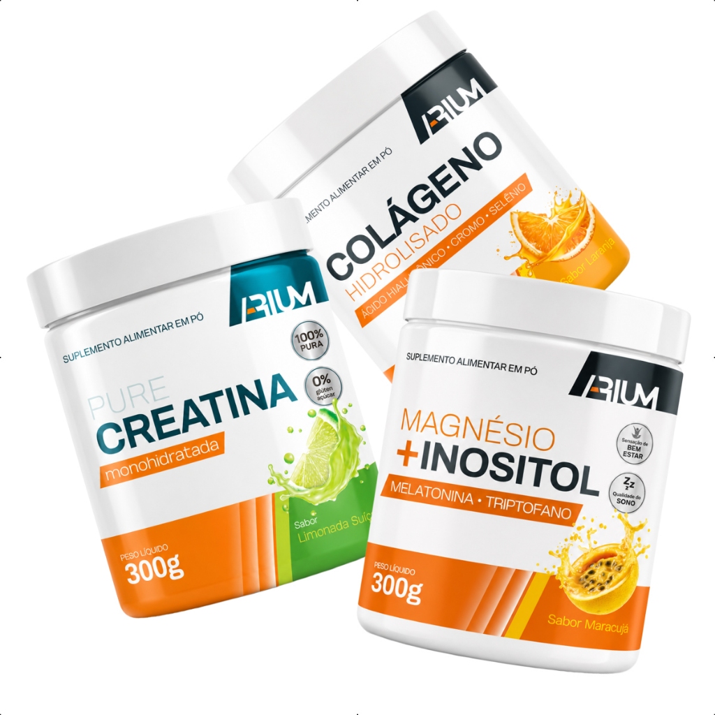 Kit Magnésio e Inositol + Creatina Monohidratada - Colágeno Hidrolisado Arium Suplementos 300g