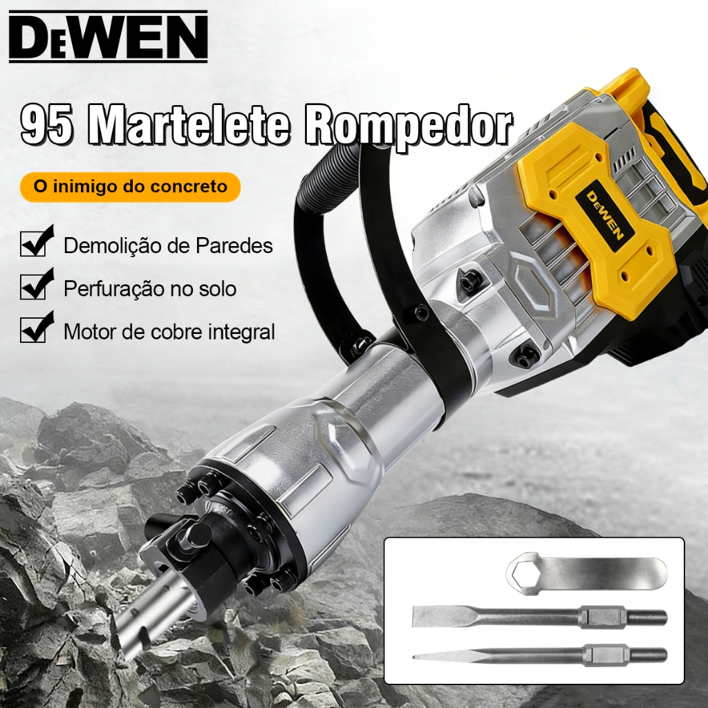 65J Martelete Rompedor Perfurador 1800W Martelo Demolidor para Concreto Elétrico Maleta Com Acessórios,Britador de Rocha