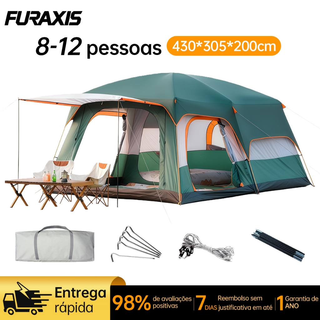 Barraca Camping Acampamento 8-16 Pessoas Grande Família Lux impermeável Varanda Para 430*305*200 Cm