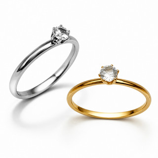 Anel Solitário Feminino Prata Dourado Aço Inox Elegante Resistente à Água