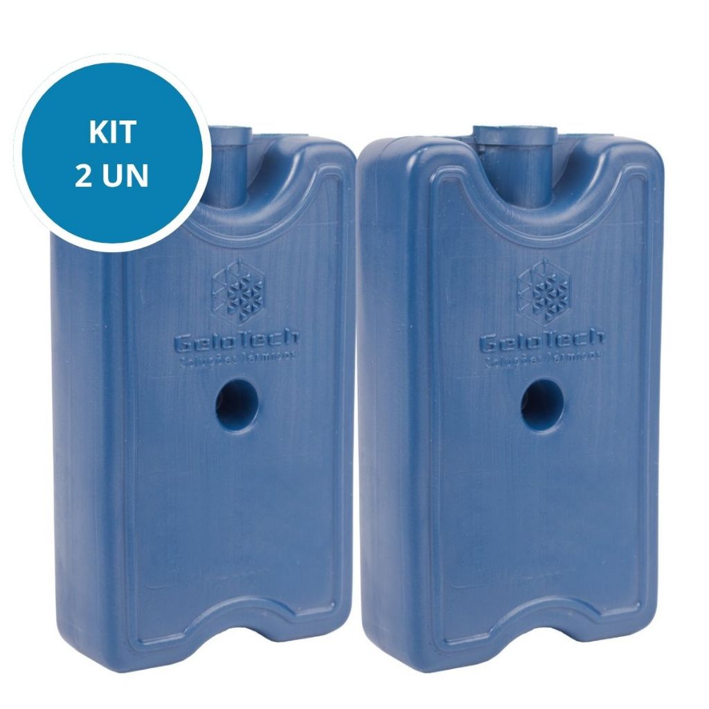 Kit 2 Placa Gelo Gel Artificial Reutilizável Rígido 200ml Gelox Gelotech Azul Transporte Medicamento