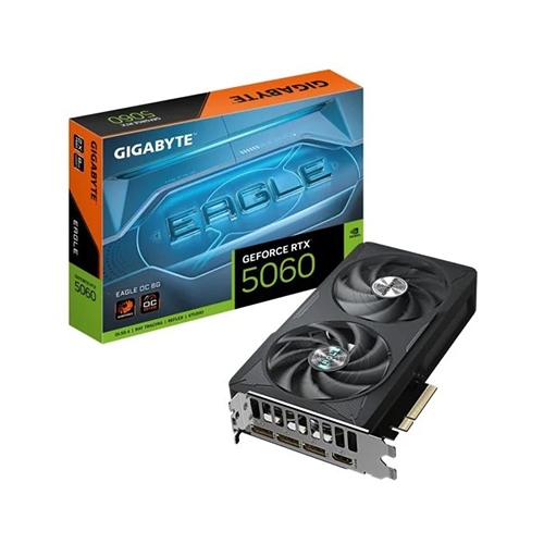 Placa de Vídeo Gigabyte NVIDIA GeForce RTX 5060 Eagle OC, 8GB, GDDR7, DLSS, Ray Tracing, GV-N5060EAGLE OC-8GD
