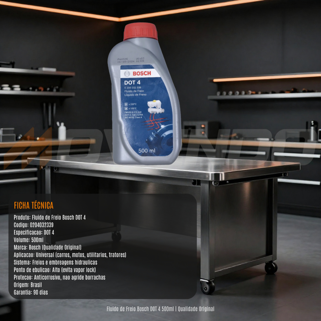 Fluido Oleo De Freio Dot 4 Original Bosch 500ml Carro E Moto