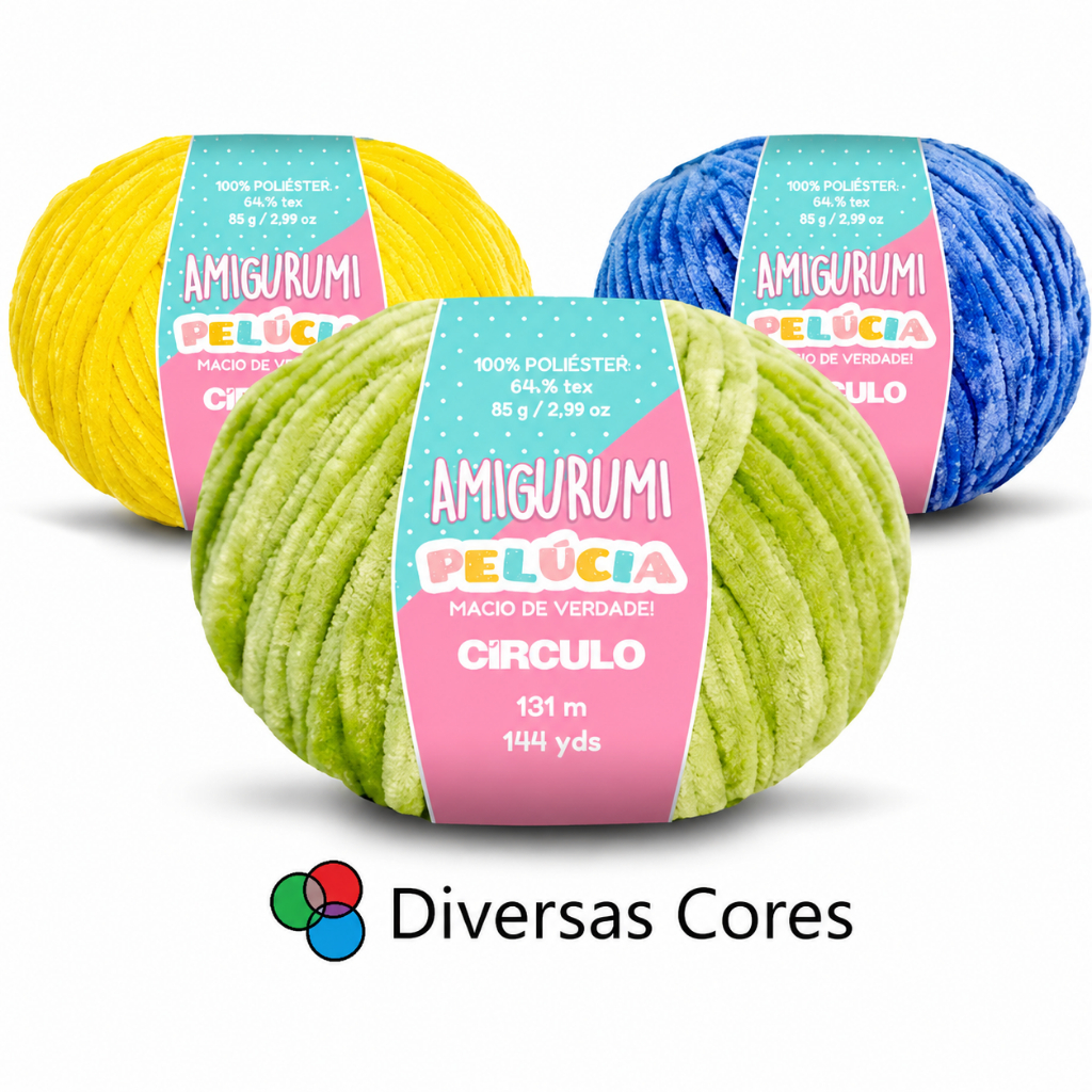 Fio Amigurumi Pelúcia Círculo 131 Metros Crochê Artesanato Bonecos Amigurumis Macio e Fofo