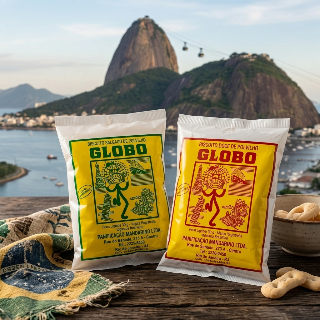 Pacote de Biscoito Globo de Polvilho 10 Unidades – Sabores Salgado e Doce, Leve e Crocante