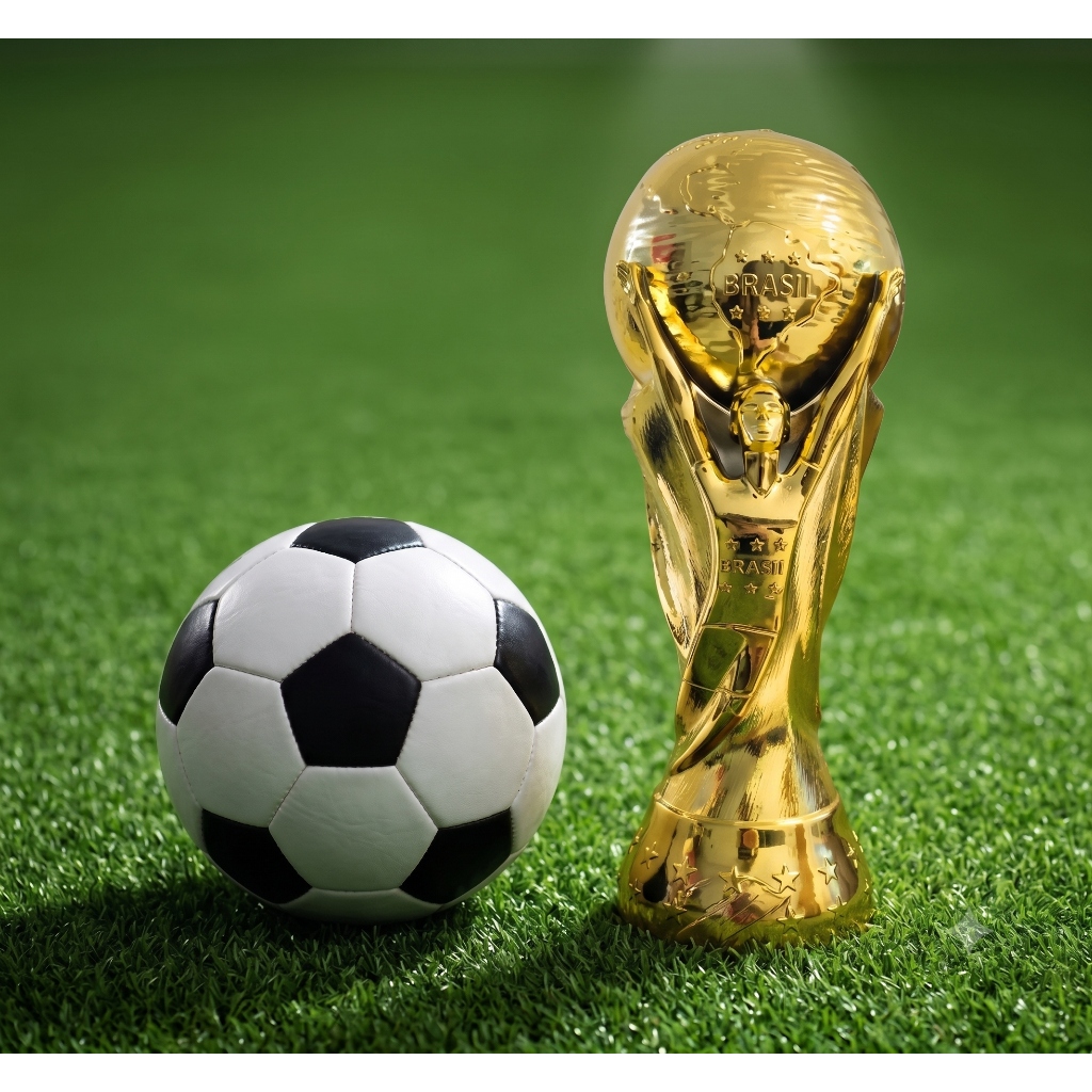 Réplica Troféu Taça Copa Do Mundo Brasil 32cm Dourada Premium Decoração Futebol