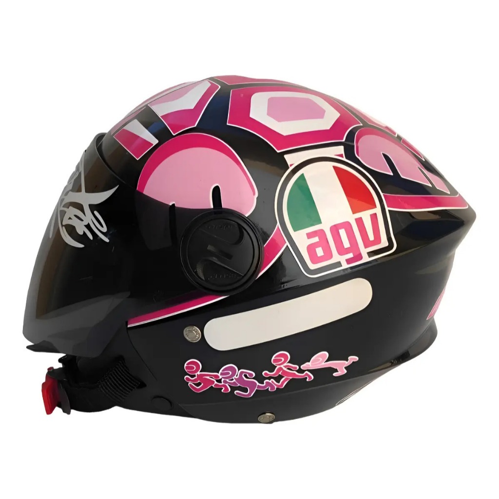 Capacete Liberty New3 Personalizado Tartaruga Adulto Rosa/Preto Viseira Fume Osascorte Confortável