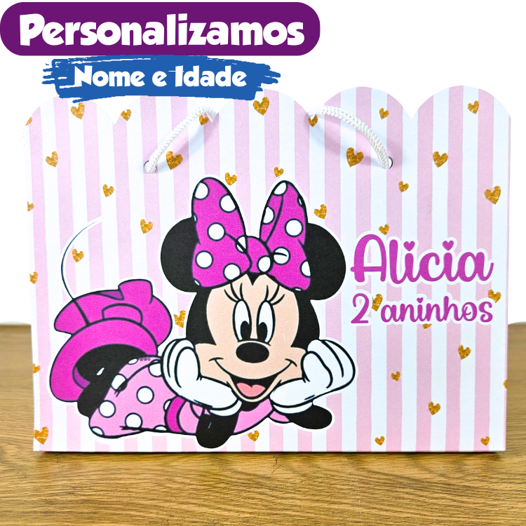 Sacolinha Personalizada Minnie Rosa Lembrancinha Festa Infantil Sacola Surpresa 20x15