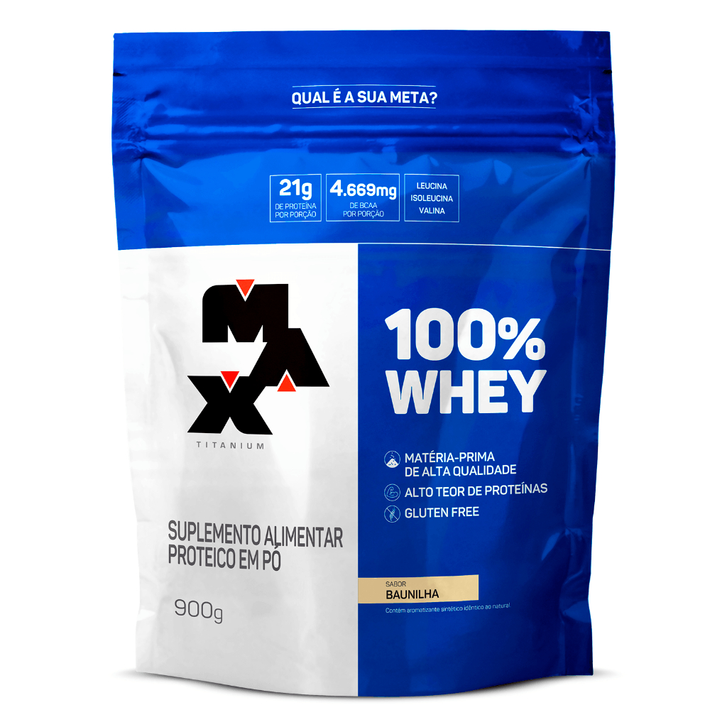100% Whey Protein Concentrado Refil 900g Max Titanium Alto Teor Proteíco