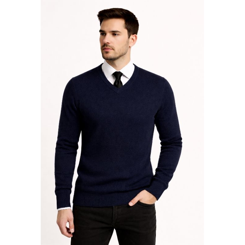 Blusa Masculina Tricô Inverno Gola V Premium Quente Casual Social Elegante PMGGG Blusa Homem Sueter Lã
