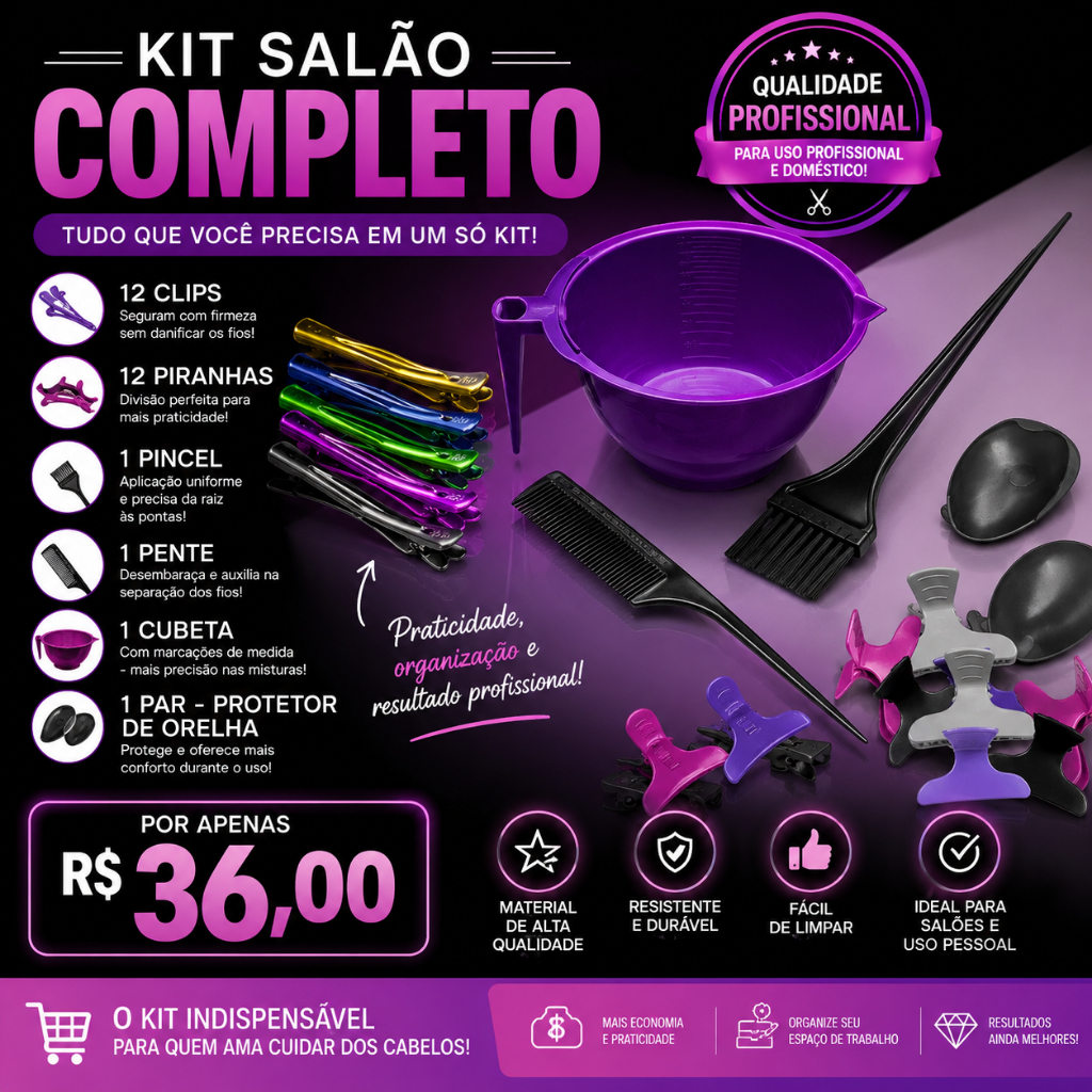 Kit Tintura Profissional Uso Salão de Cabeleireiro