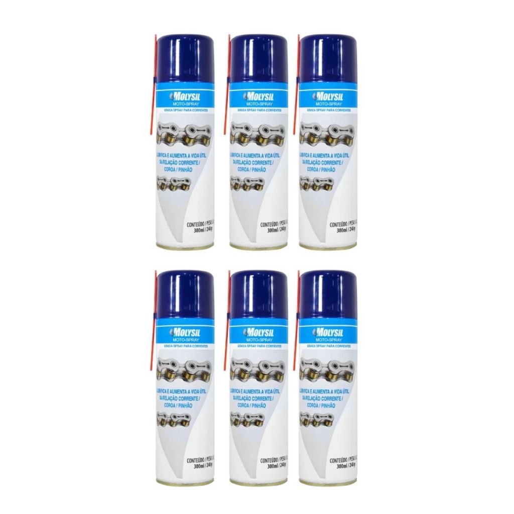 6 Molykote Molysil Moto Spray 300ml Lubrificante Proteção Moto Anticorrosivo Alta Performance