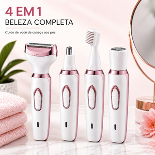 Barbeador Elétrico Feminino 4 Em 1 Para Mulheres Aparador Pelos Corpo Nariz Sobrancelhas