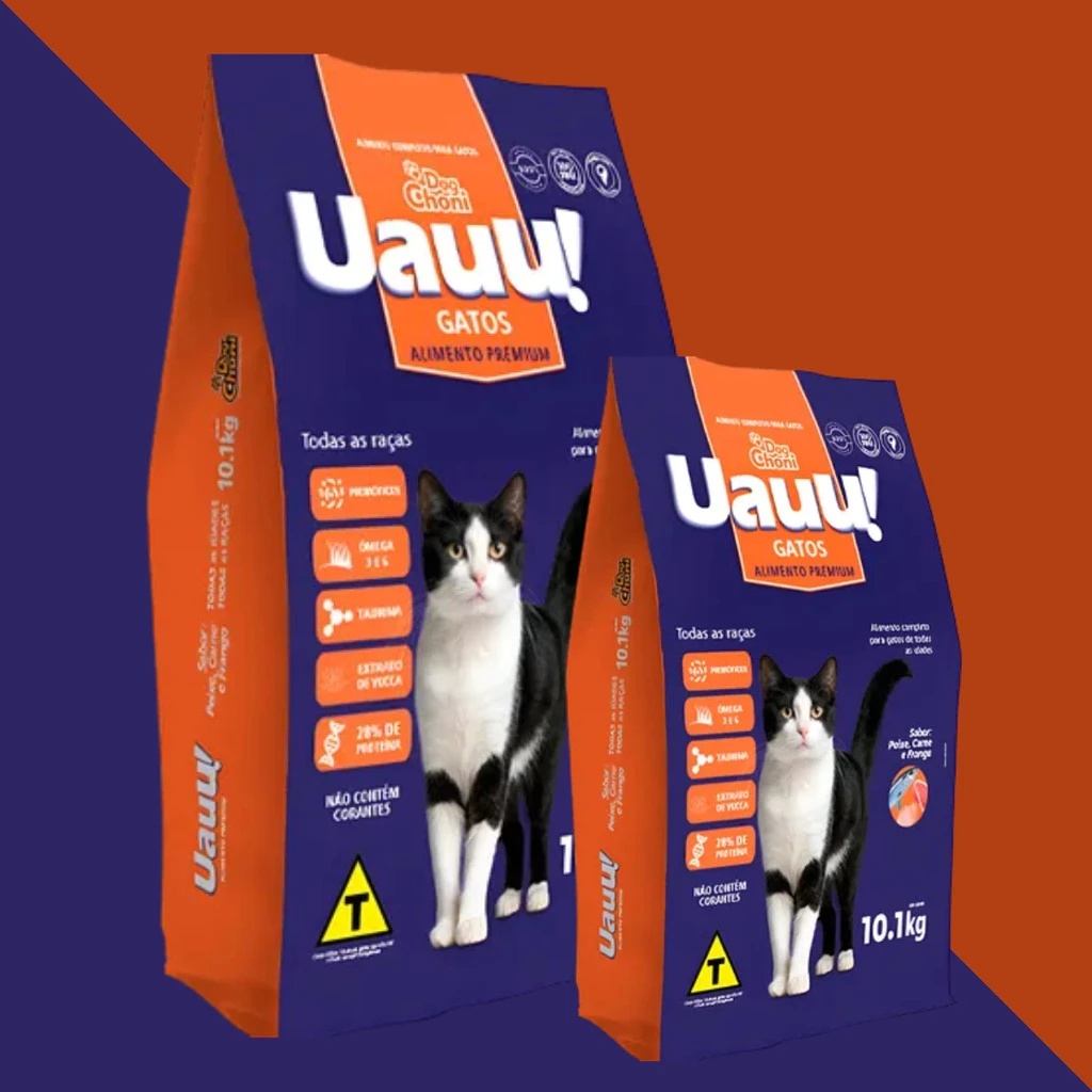 Ração Premium 10,1kg Frango Carne Peixe para Gatos Todas Portes Alta Nutrição 28% Proteina Promoção