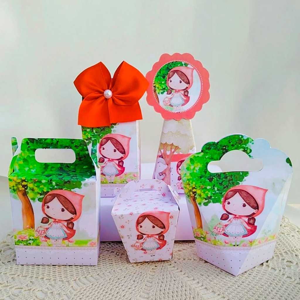 Kit Caixas Festa Infantil Personalizado CHAPEUZINHO VERMELHO Lembrancinhas Aniversário PEGUE E MONTE