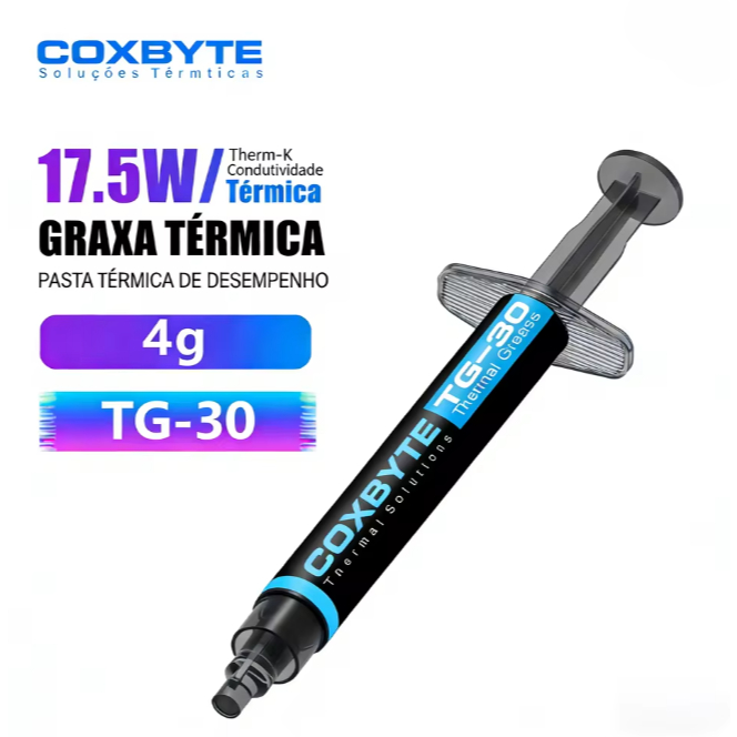Pasta Termica Coxbyte Tg-30 17.5W - 4 Gramas Alta Performance | AMD / Intel / Nvidea-GPU-Processador
