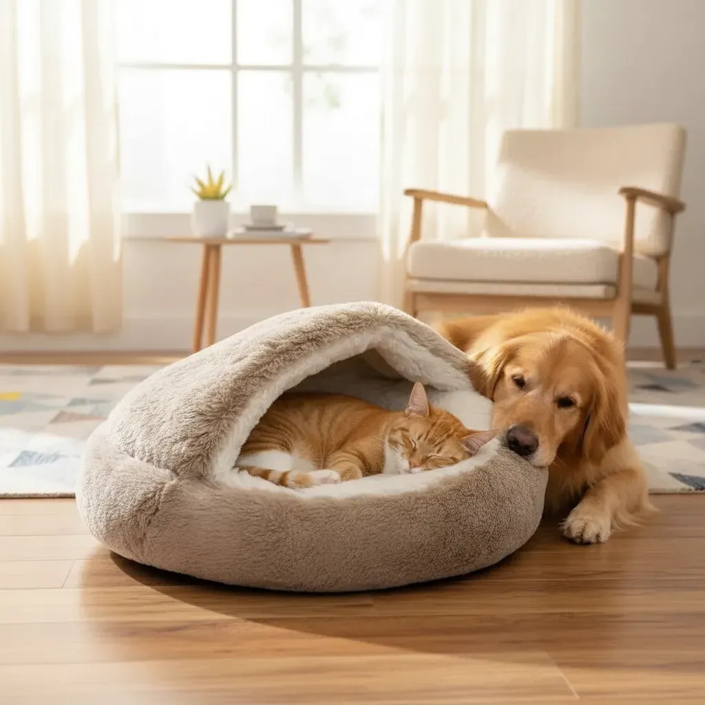 CAMA PET NUVEM COBERTA DONUT FECHADA CAMINHA COM COBERTURA PELUCIA PLUSH IGLU CASINHA  M 50CM OU G