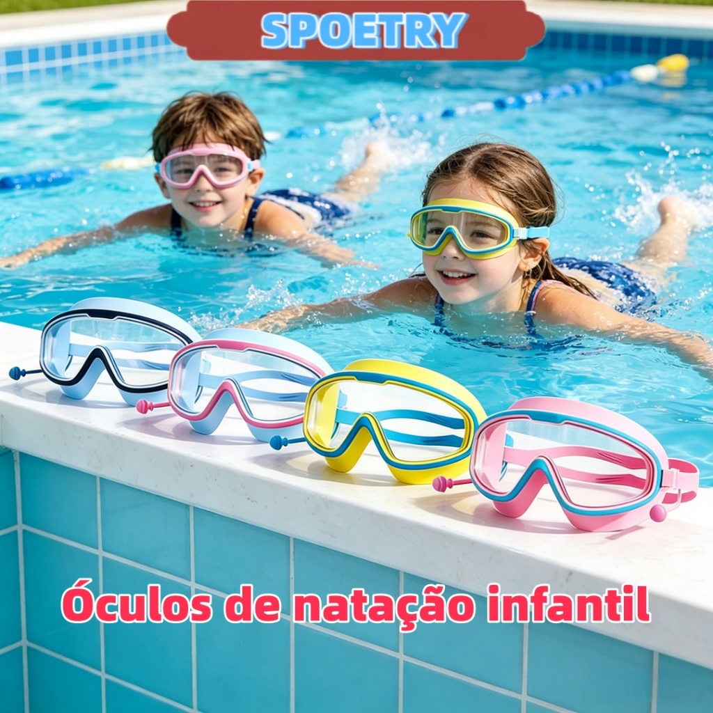 Óculos de natação infantis ajustáveis, antiembaçantes e à prova de vazamento, adequados para crianças