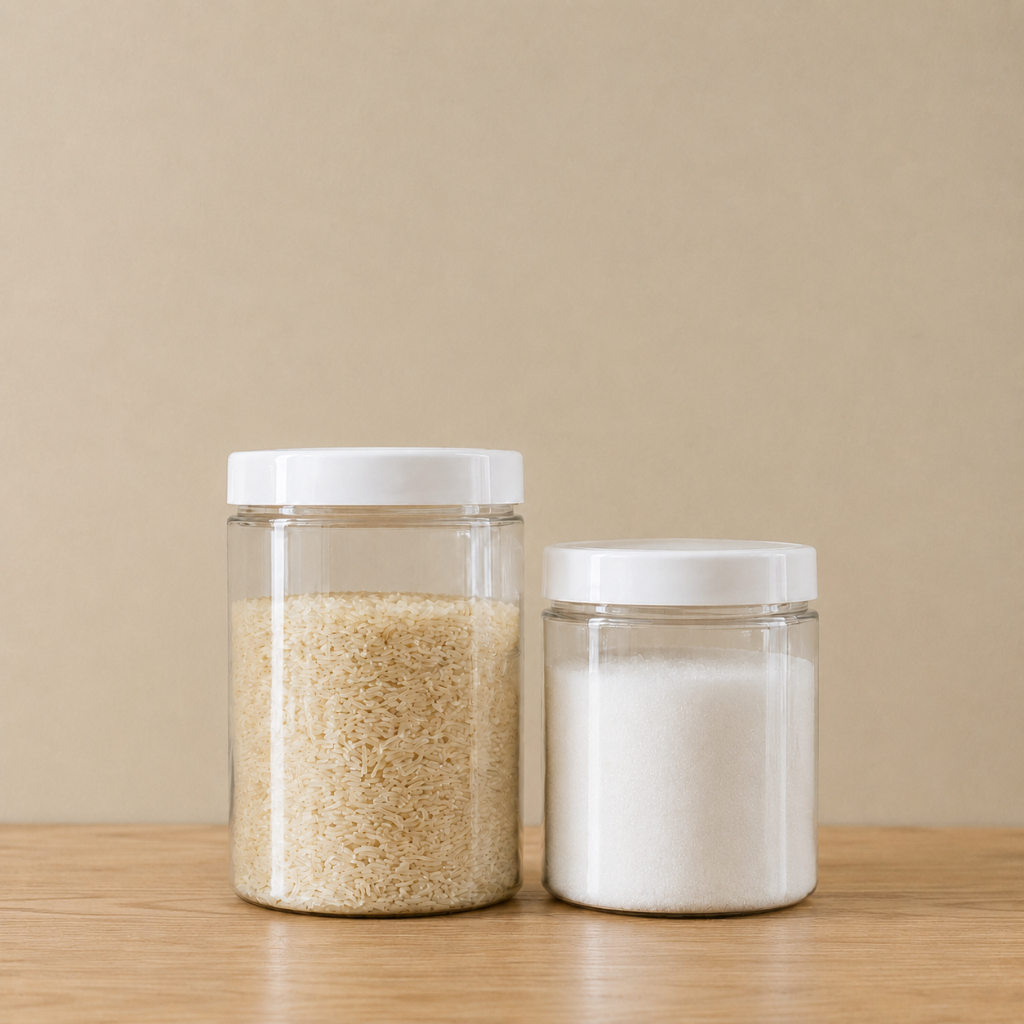 Kit 2 Potes Cozinha 1500ml + 1000ml para Mantimentos Transparente Básicos Tampa Branca de Rosca