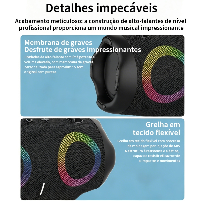 Caixa de som bluetooth tws Luz RGB Xtreme 4 Pen Drive FM Tipo-C Resistente A Água IPX6 — foto 7