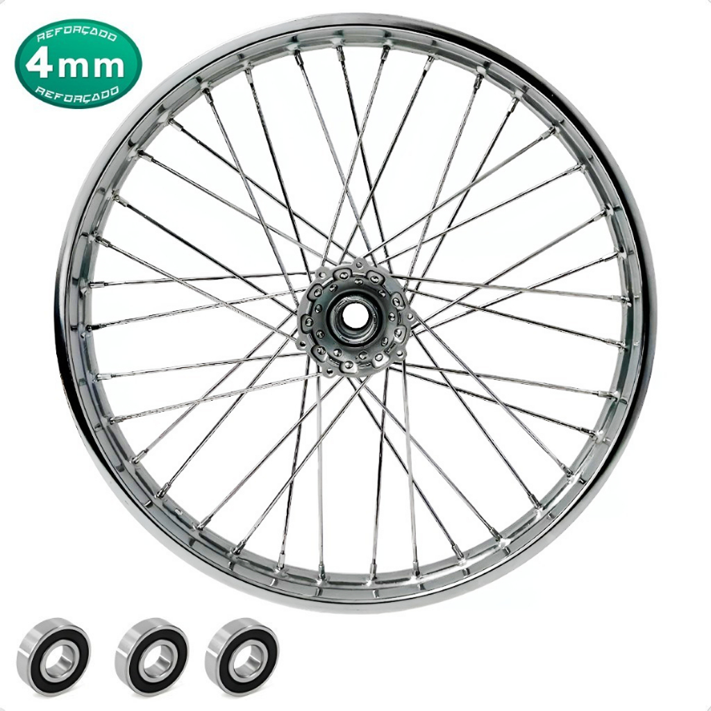 Roda Dianteira Lander Xtz 125/250 4mm Com Rolamentos
