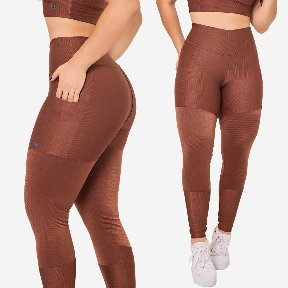 Calça Penelope Legging Com Bolsos Laterais E Cintura Alta Moda Fitness Feminina Academia