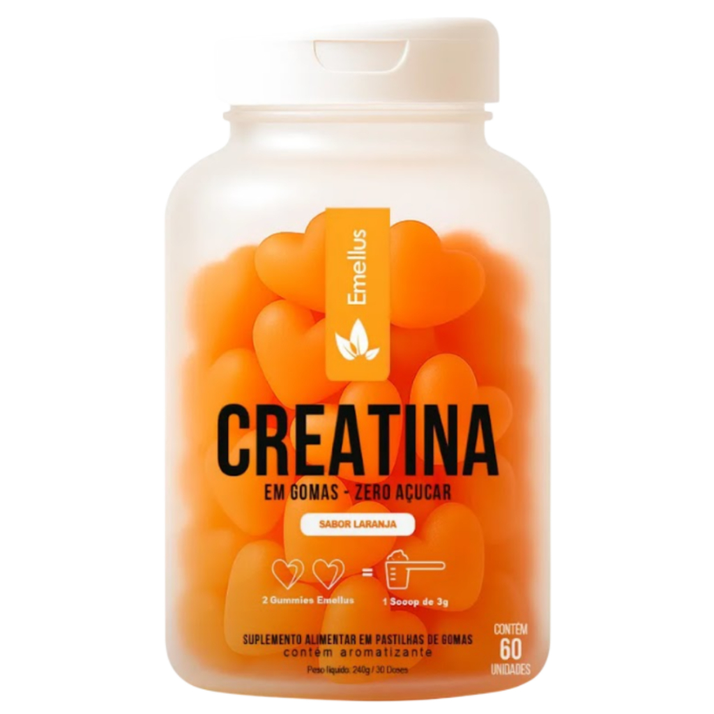 Creatina em Gomas Zero Açúcar Sabor Laranja 60 Gummy Emellus
