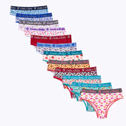 Kit 10 Calcinha Cueca Feminina Adulta Cós Alto De Algodão