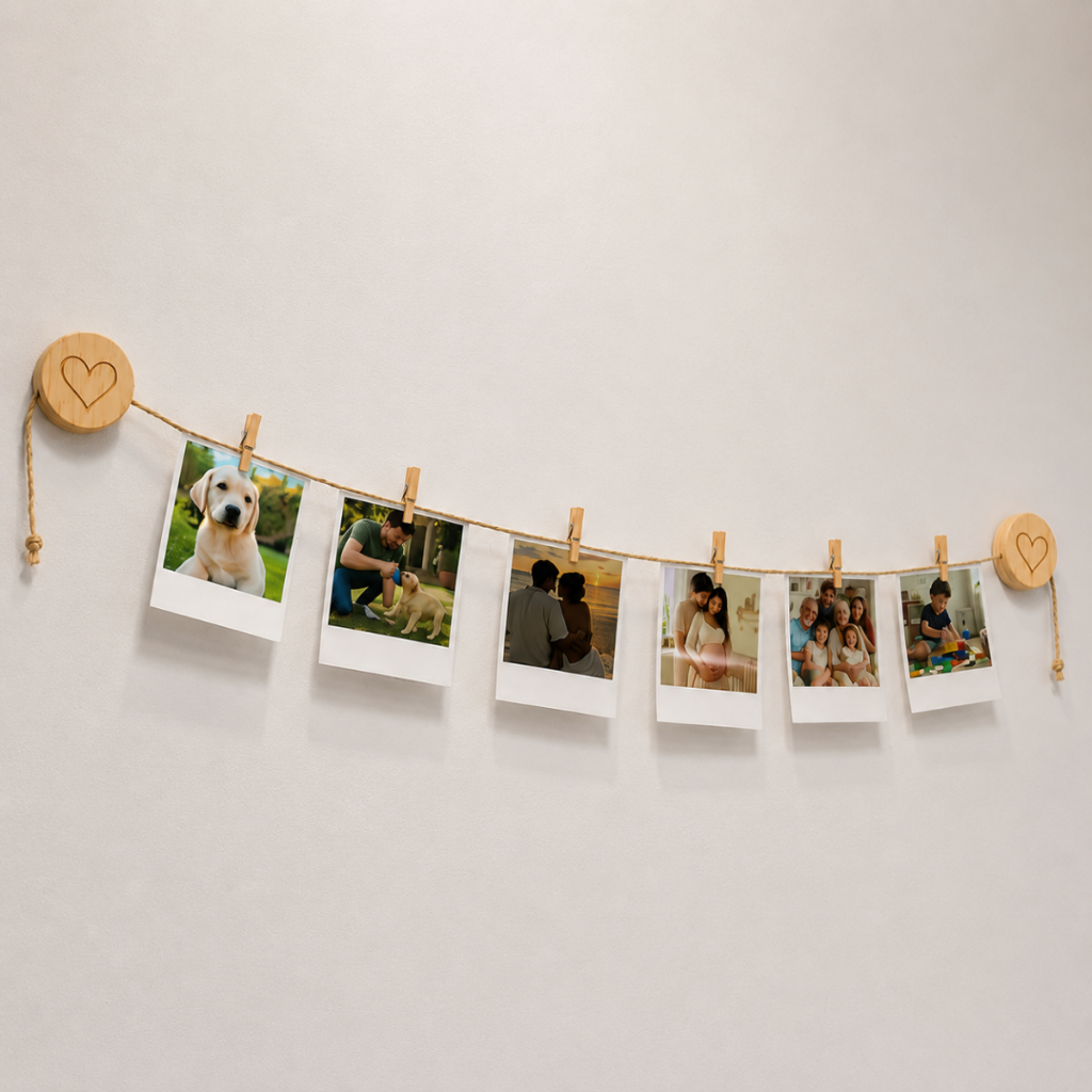 Varal Mini Fotos Mural Cordão Sisal Decorativo Personalizado + Pregadores