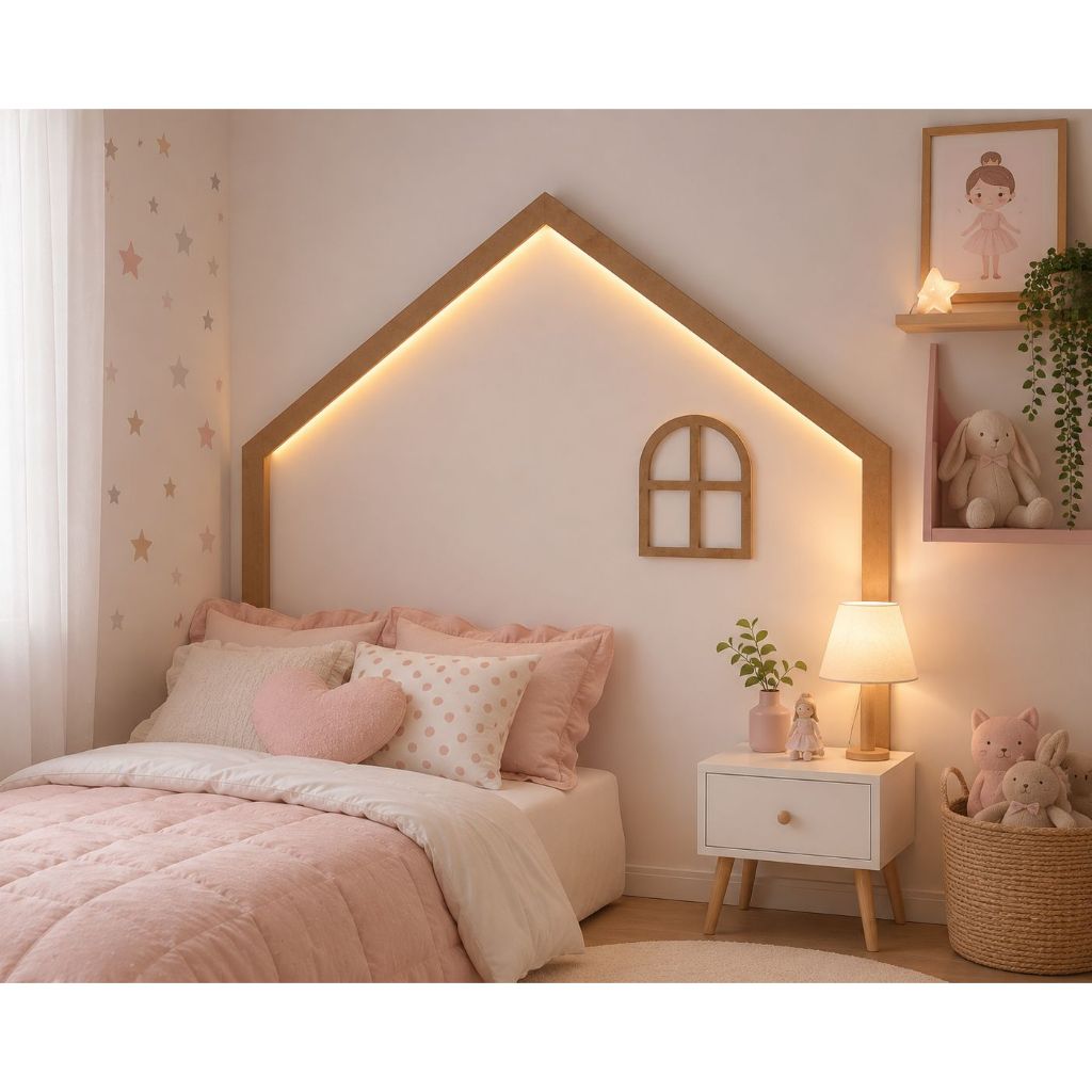 Moldura Cabeceira de Cama Infantil Casinha Montessori Mdf