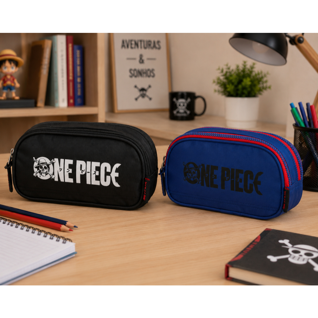 Estojo One Piece Escolar Otaku Anime Triplo Compartimento · foto 2