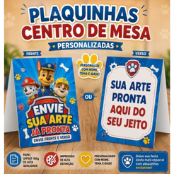 Plaquinhas Centro de Mesa Personalizadas Envie Sua Arte Qualquer Tema