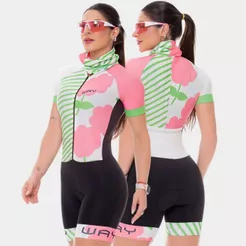Macaquinho Macacão Ciclismo Ciclista Feminino Alta Densidade Forro Gel Roupa Bike Manga Curta Uv