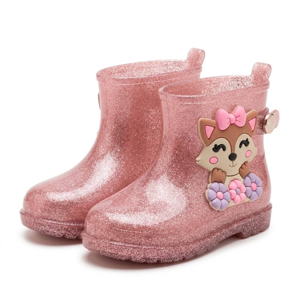 Galocha Infantil Menina Confortavel Antiderrapante com e sem enfeites glitter raposinha
