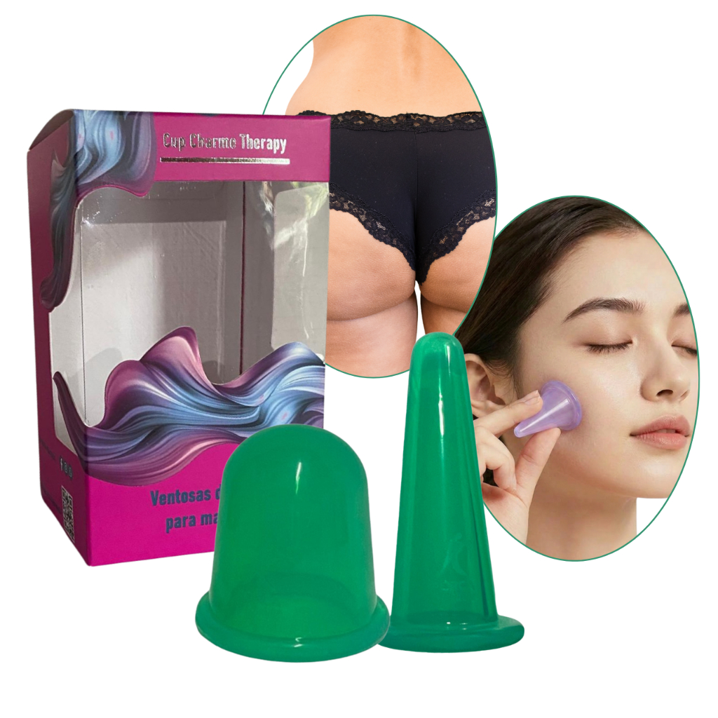Ventosa de Silicone Força e Charme Kit Skin Care Renovação Celular Corpo Rosto Combate