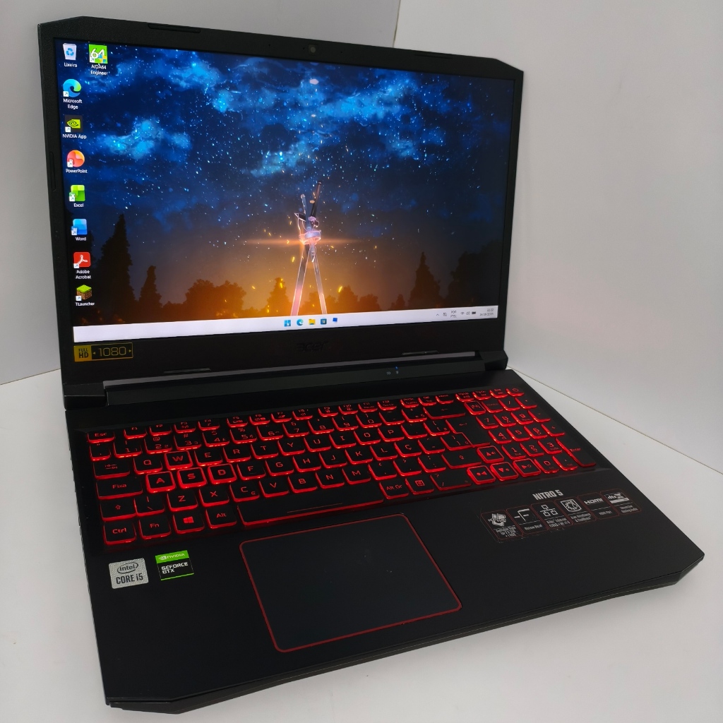 Notebook Acer Nitro 5, Core i5 10ª, GTX 1650, 16GB RAM, 512GB SSD NVMe, 15.6P FHD IPS, Windows 11
