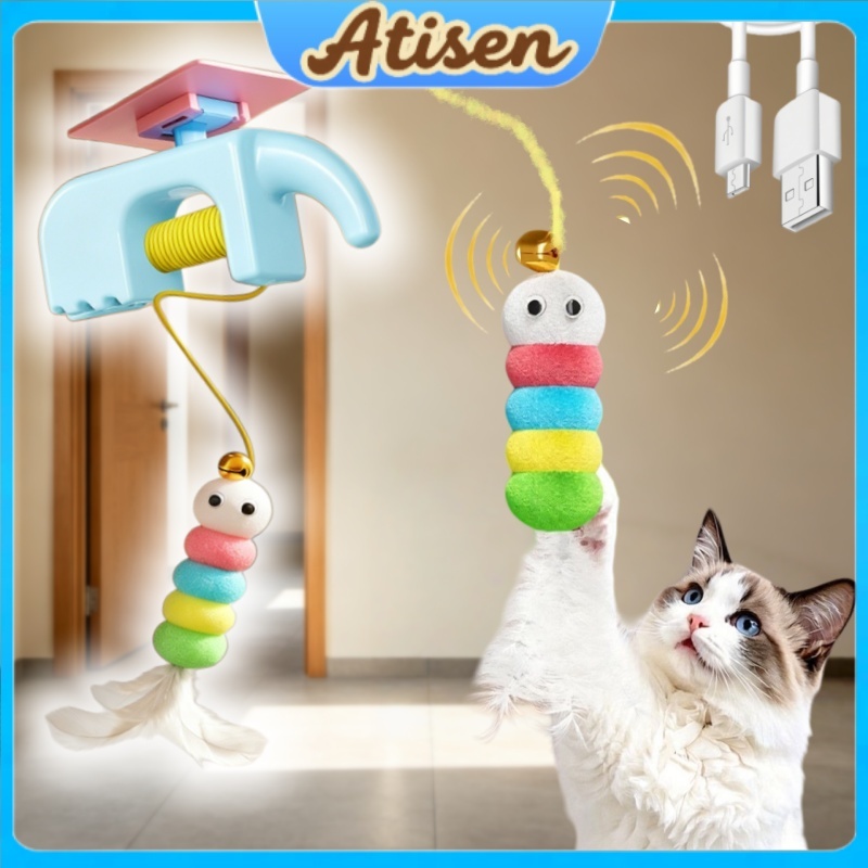 Brinquedo para Gatos Interativo Automático USB Recarregável + Corda Elástica Suspensa para Gatos Pet