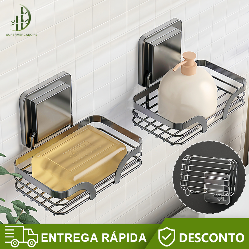 Prateleira de Aço Inoxidável Carbono para Saboneteira Adesiva Sem Furo Antiferrugem Imper…