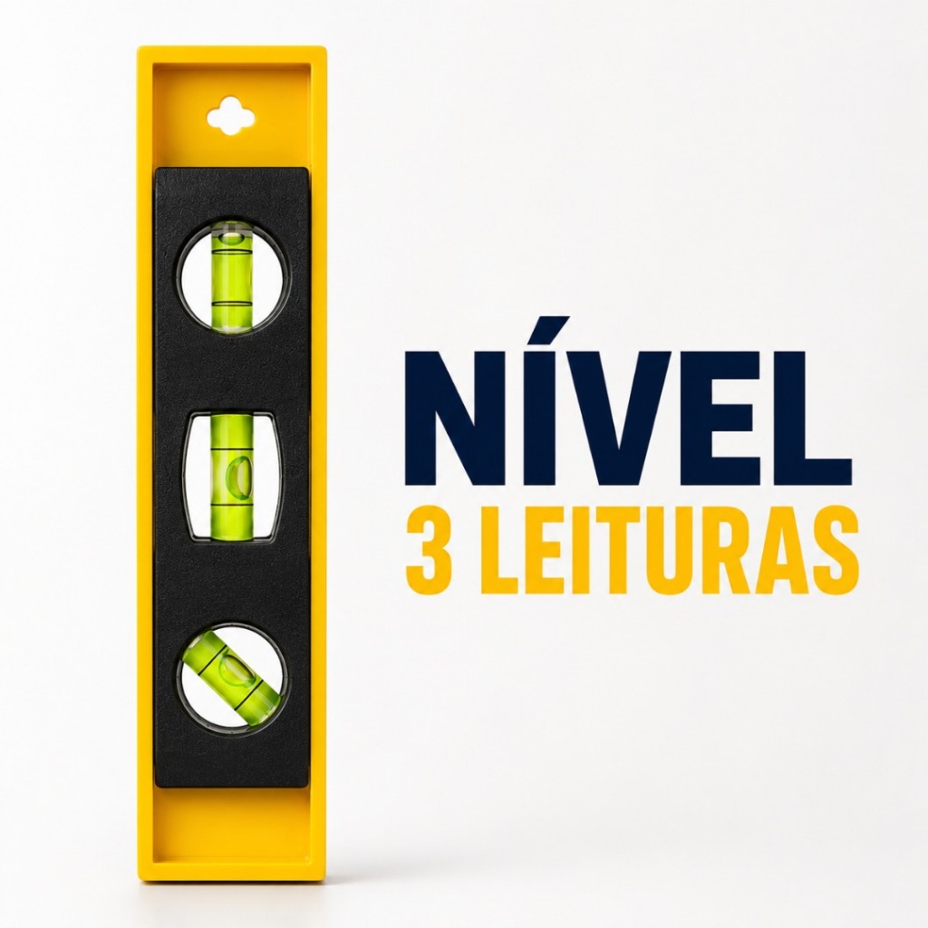 Nível Bolha 3 Leituras Ferramenta Medição Horizontal Vertical Diagonal Precisão Manual